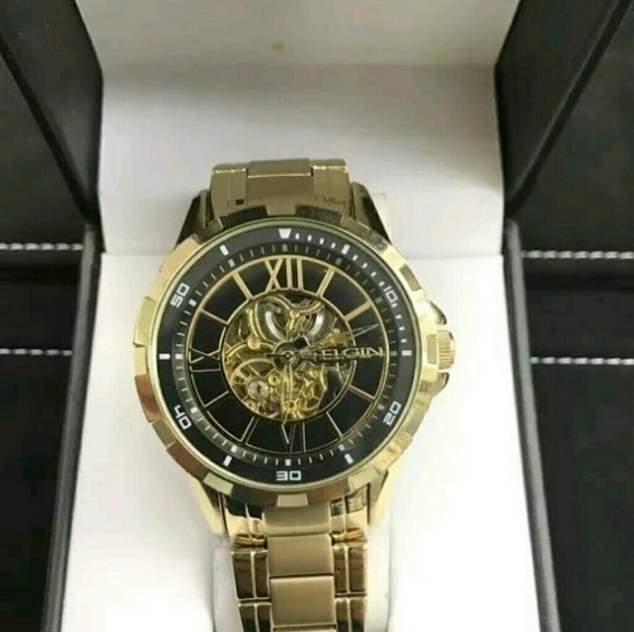 14K GOLD STAINLESS STEEL ELGIN WATCH - Picture 2 of 2